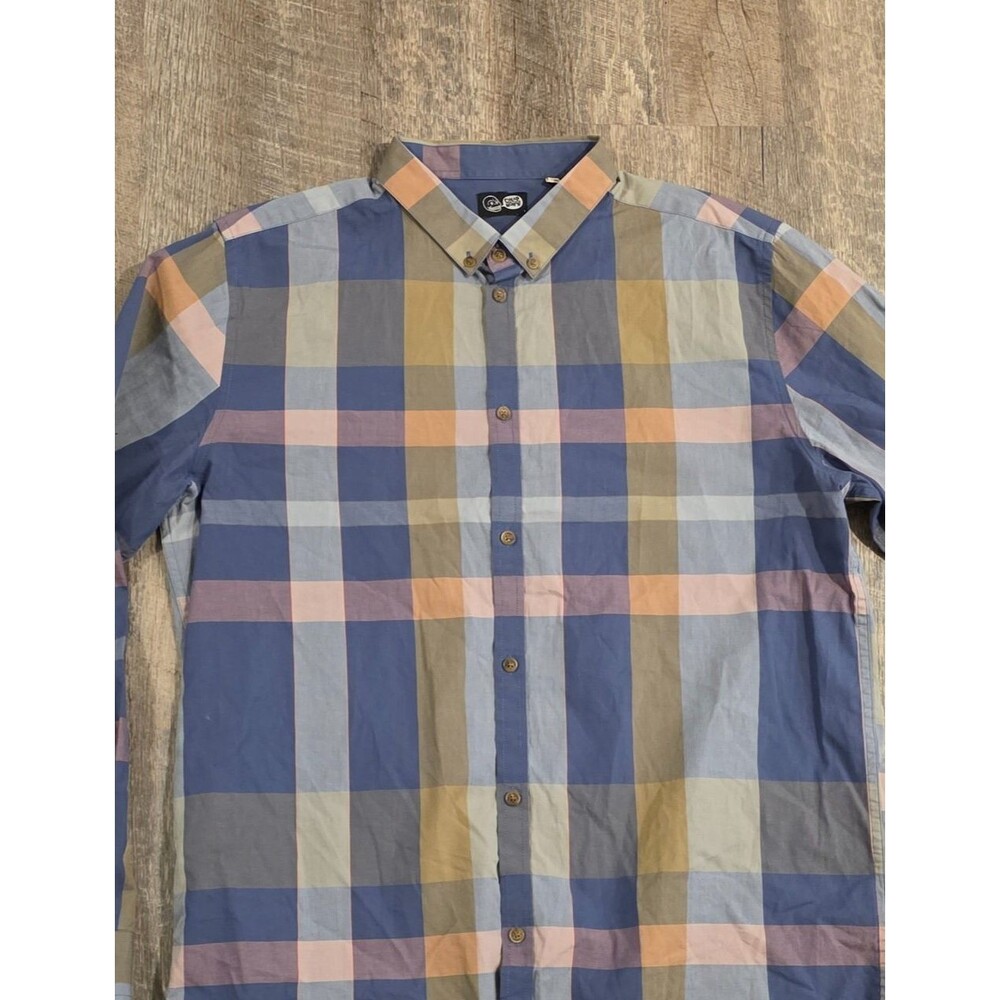 Cheap Monday Men's Long Sleeve Checkered Button Down Shirt Size Large